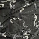 Black 3D Floral Ribbon Organza Embroidered Taffeta Fabric - image 7 - Bull Ring Fabrics