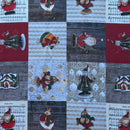 Christmas Gnome & Snowman Patchwork Cotton Linen Fabric, Jingle Bells 140cm - Bull Ring Fabrics
