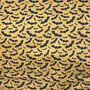 Halloween Black Bats PolyCotton Fabric Dress Craft Spooky Bunting 45" ORANGE
