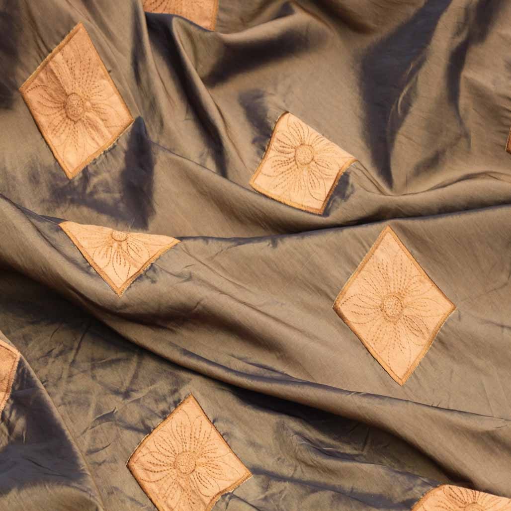 Suede Patch Velvet Flock Taffeta Fabric in Brown - image 2
