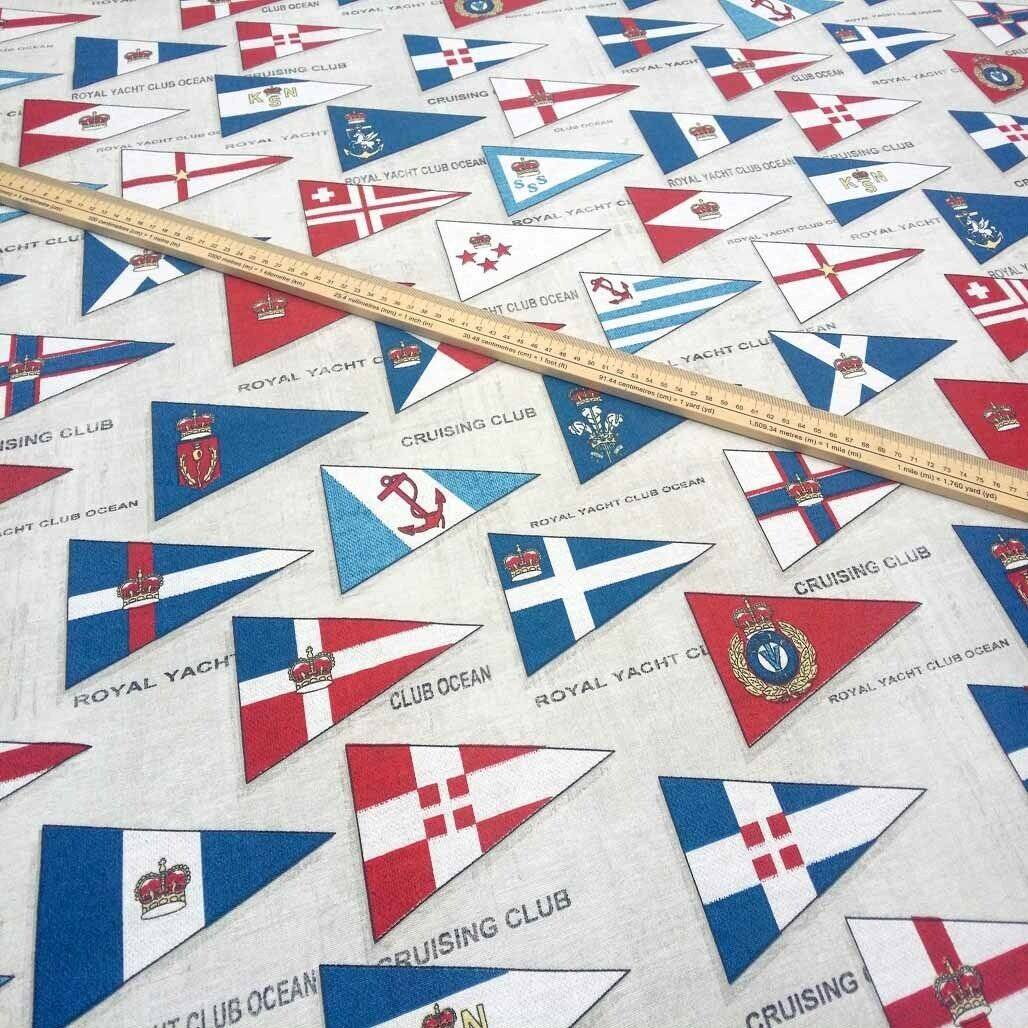 Royal Yacht Cruising Club Nautical Print Cotton Fabric, Upholstery 140cm - image 3 - Bull Ring Fabrics