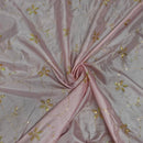 Pink Gold Floral Sequin Embroidered Taffeta Fabric - image 3 - Bull Ring Fabrics