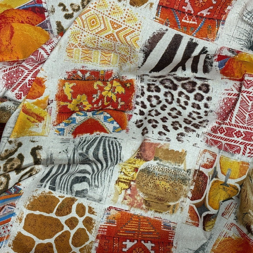 Safari Animal Patchwork Cotton Fabric, Lion, Zebra & Leopard Print 147cm - image 4 - Bull Ring Fabrics