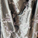 Grey Ribbon Organza Floral Embroidered Taffeta Fabric - image 4 - Bull Ring Fabrics