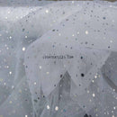 20m Hologram Organza Spots Voile Fabric 60", White