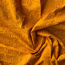 Mustard Cotton Lawn Fabric Broderie Anglaise Paisley Embroidery Sequin Dress 54”