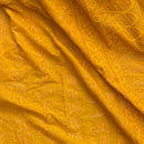 Mustard Cotton Lawn Fabric Broderie Anglaise Paisley Embroidery Sequin Dress 54”