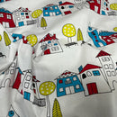 School Buildings Kids Print Cotton Fabric, Nursery Curtains & Blinds 140cm, White - image 4 - Bull Ring Fabrics