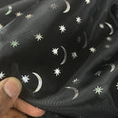 Black Halloween Silver Stars and Moon Foil Taffeta Fabric - image 3 - Bull Ring Fabrics