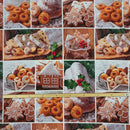 Christmas Pudding & Cookies Cotton Linen Fabric, Festive Tablecloth 140cm - image 3 - Bull Ring Fabrics