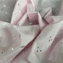 3 Hole Small Floral COTTON Broderie Anglaise Fabric Dress 45”- Pale Pink