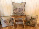 Cushion Bag Panels Animals Linen Fabric Kitten Dogs Rabbit Hare Peacocks 18x18"