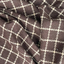 10m Beige Checks Tartan Wool Blend Fabric, Brown - Bull Ring Fabrics