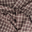 10m Beige Checks Tartan Wool Blend Fabric, Brown - Bull Ring Fabrics