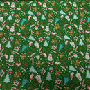 10m Christmas Party Polycotton Fabric Xmas Crafts 45", Green - Bull Ring Fabrics