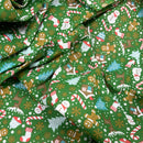 10m Christmas Party Polycotton Fabric Xmas Crafts 45", Green - Bull Ring Fabrics