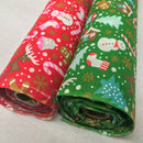 10m Christmas Party Polycotton Fabric Xmas Crafts 45", Green - Bull Ring Fabrics