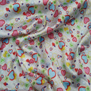 10m Silky Satin Retro Funky Love Hearts Fabric 60" - Bull Ring Fabrics