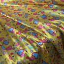 10m Silky Satin Retro Funky Love Hearts Fabric 60" - Bull Ring Fabrics