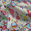 10m Silky Satin Retro Funky Love Hearts Fabric 60" - Bull Ring Fabrics