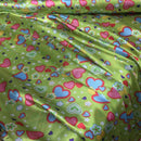 10m Silky Satin Retro Funky Love Hearts Fabric 60" - Bull Ring Fabrics