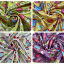 10m Silky Satin Retro Funky Love Hearts Fabric 60" - Bull Ring Fabrics