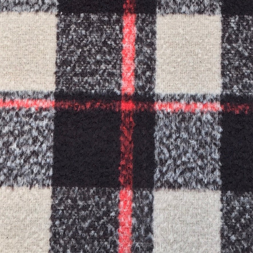 10m Square Checks Wool Blend Fabric, Beige/Brown - Bull Ring Fabrics