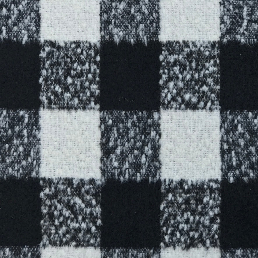 10m Square Checks Wool Blend Fabric, Black - Bull Ring Fabrics