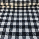 10m Square Checks Wool Blend Fabric, Black - Bull Ring Fabrics