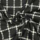 10m White Checks Tartan Wool Blend Fabric, Black - Bull Ring Fabrics