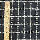 10m White Checks Tartan Wool Blend Fabric, Black - Bull Ring Fabrics
