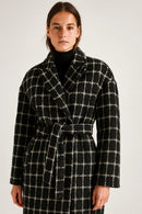 10m White Checks Tartan Wool Blend Fabric, Black - Bull Ring Fabrics