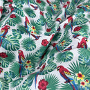 Rose & Hubble 100% Cotton Poplin Fabric – Tropical Parrot & Palm Leaf Print – Jungle Floral Dressmaking Fabric