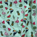 Tropical Birds Pecans 100% Cotton Craft Fabric 54", Green