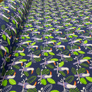 Toucan Birds Polycotton Fabric – Tropical Jungle Leaf Print Dress Craft Quilting – 45” Navy Blue