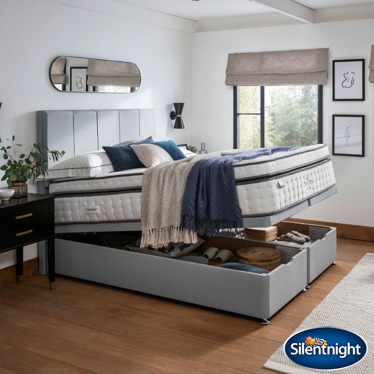 Silentnight Ultraflex 3000 & Ottoman Divan, Slate Grey