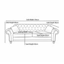Bordeaux Button Back Grey Fabric 2 Seater Sofa