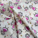 150m Pink Princess Fairy Cotton Fabric Polycotton Dressmaking Kids Print, Cream - Bull Ring Fabrics
