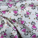 150m Pink Princess Fairy Cotton Fabric Polycotton Dressmaking Kids Print, Cream - Bull Ring Fabrics