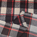 Schwarzer Tweed-Wollmischstoff mit Hahnentrittmuster, Blau