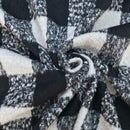 Schwarzer Tweed-Wollmischstoff mit Hahnentrittmuster, Blau