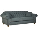 Bordeaux Button Back Blue Fabric 4 Seater Sofa