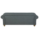 Bordeaux Button Back Blue Fabric 4 Seater Sofa