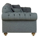 Bordeaux Button Back Blue Fabric 3 Seater Sofa