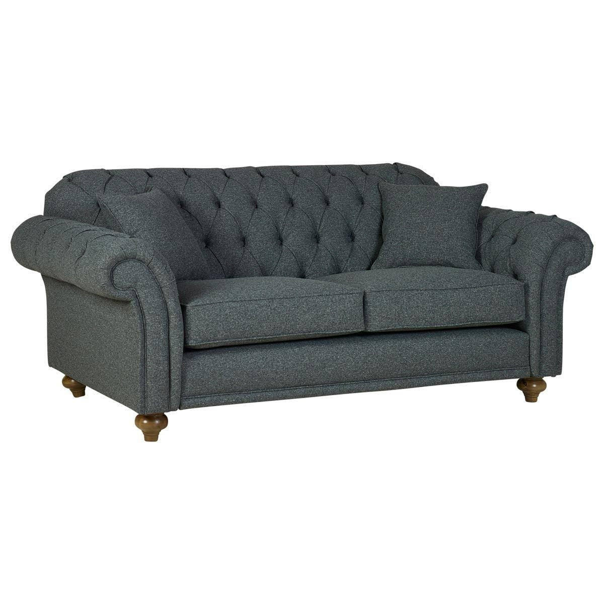 Bordeaux Button Back Blue Fabric 2 Seater Sofa