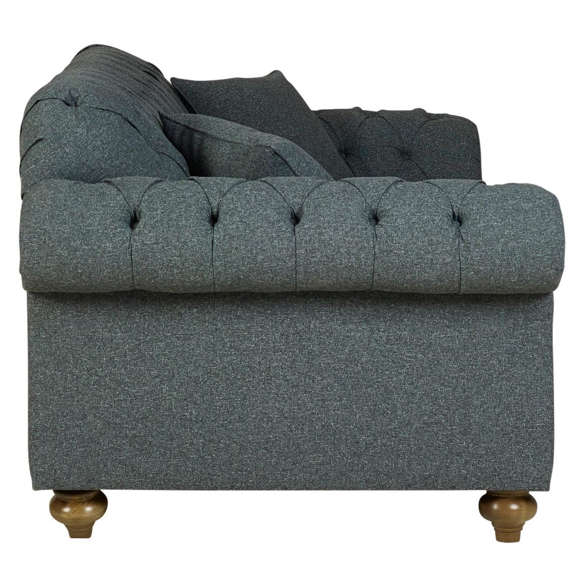 Bordeaux Button Back Blue Fabric 2 Seater Sofa