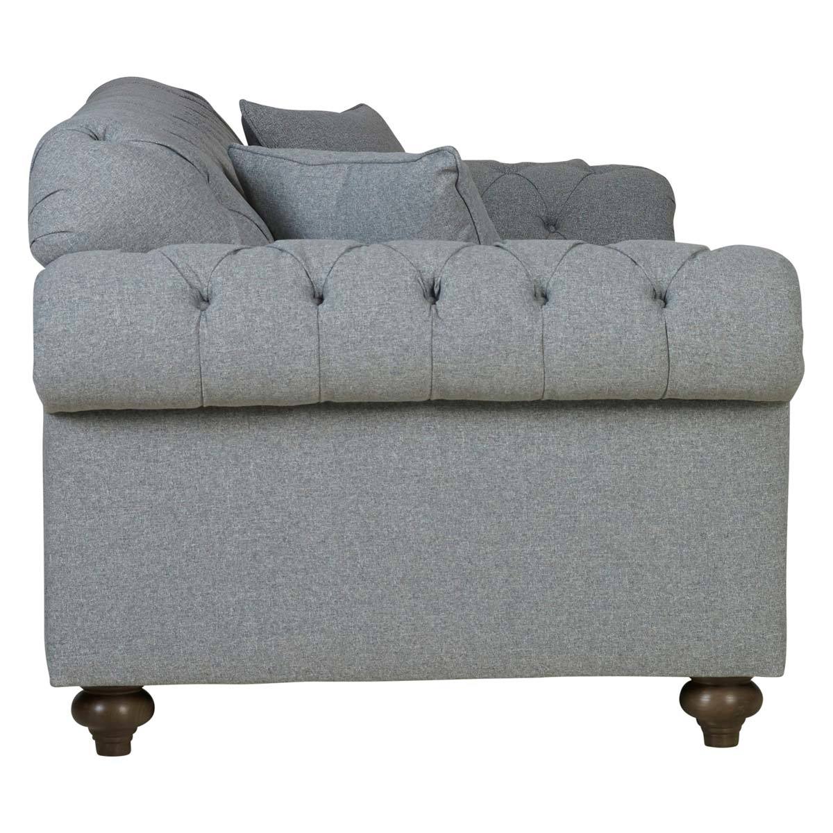 Bordeaux Button Back Grey Fabric Armchair
