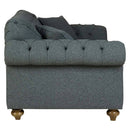 Bordeaux Button Back Blue Fabric Armchair