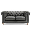 Allington 2 Seater Grey Leather Chesterfield Sofa
