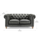 Allington 2 Seater Grey Leather Chesterfield Sofa